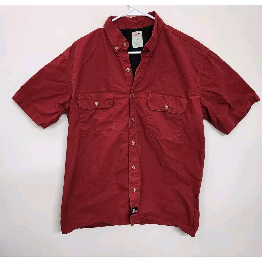 Dickies Vented Short Sleeve Button Down Pocket Shirt Men's Large Fishing 1061